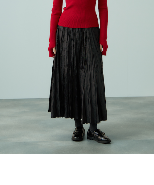 ワッシャーマットサテンプリーツスカート≪手洗い可能≫｜ビッキーの