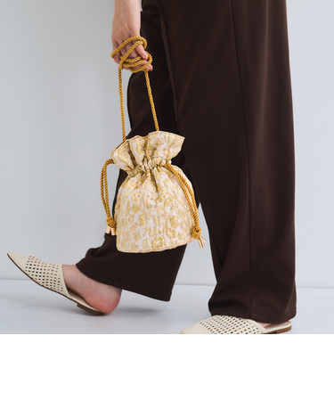 ジャガード巾着ミニバッグ