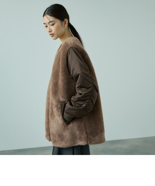 ボア切替ノーカラーミドルコート｜ビッキーの通販｜&mall（アンド