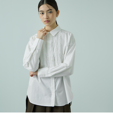 オックスミニフリルシャツ≪手洗い可能≫