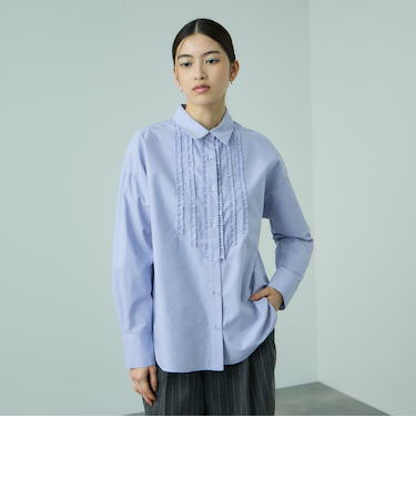 オックスミニフリルシャツ≪手洗い可能≫