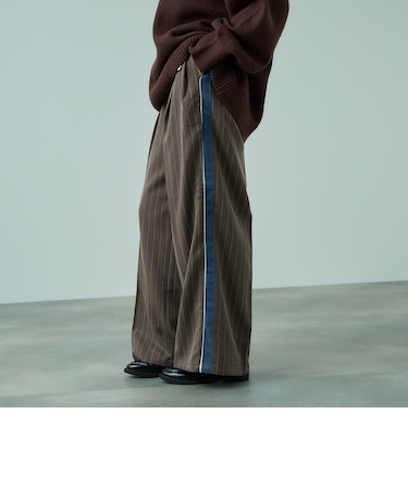 ストライプサイドラインワイドパンツ≪手洗い可能≫