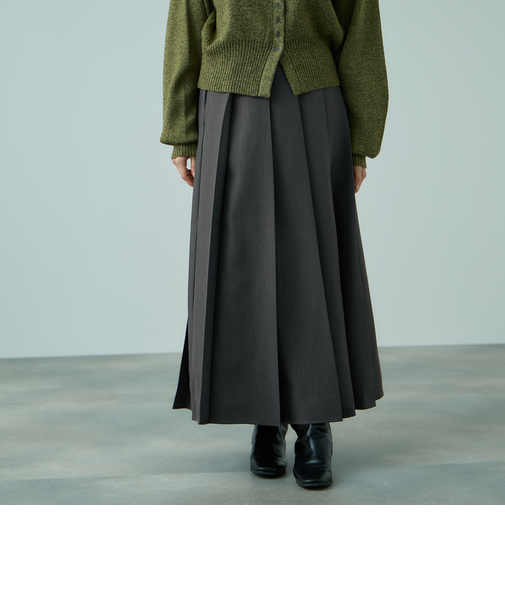 ワイドプリーツスリットスカート≪手洗い可能≫
