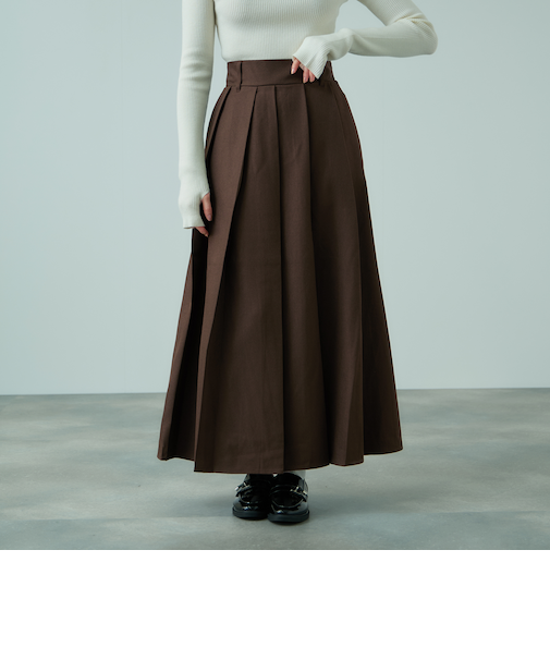 ワイドプリーツスリットスカート≪手洗い可能≫
