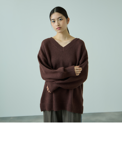 アルパカタッチVネックニットプルオーバー≪手洗い可能≫