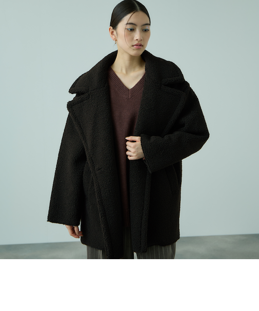 フェイクムートンミドルダブルコート