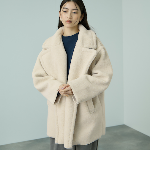 フェイクムートンミドルダブルコート