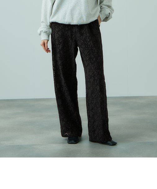 ブラッシュレースイージーワイドパンツ≪手洗い可能≫