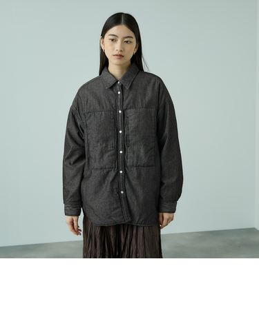 パデッドデニムビッグシャツ≪洗濯機で洗える≫