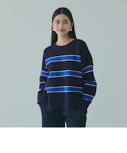 ウール混マルチボーダーニット≪洗濯機で洗える≫