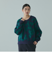 レオパードジャガードシャギーニットプルオーバー