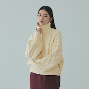 バルキーケーブルハーフジップニット≪手洗い可能≫