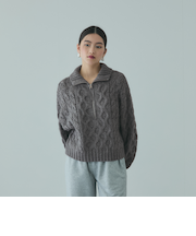 バルキーケーブルハーフジップニット≪手洗い可能≫