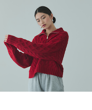 バルキーケーブルハーフジップニット≪手洗い可能≫