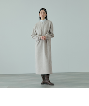 ソフトニットメルトンキーネックワンピース≪手洗い可能≫