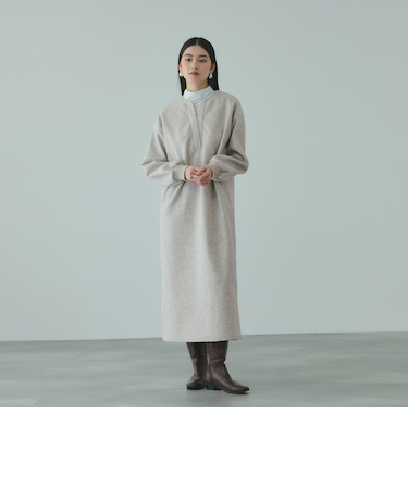 ソフトニットメルトンキーネックワンピース≪手洗い可能≫