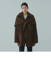 ショール付きスライバーニットコート