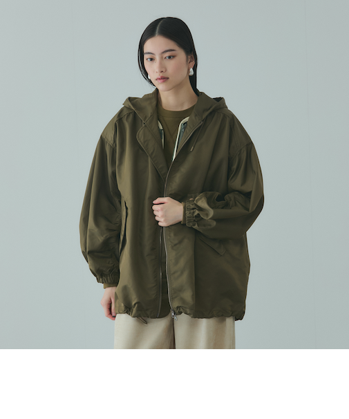 ボアライナー付きナイロンフーディブルゾン≪洗濯機で洗える≫