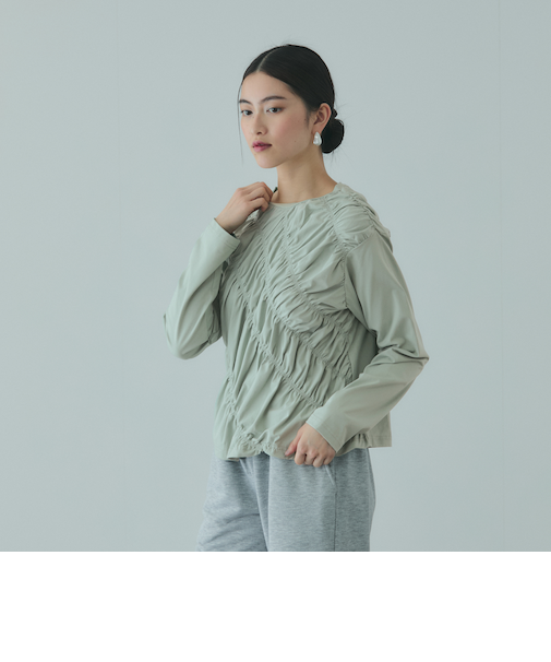ギャザーラインフロントカットソー≪洗濯機で洗える≫