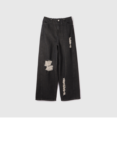 【大人の抜け感】デニムカットオフダメージパンツ