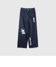 【大人の抜け感】デニムカットオフダメージパンツ