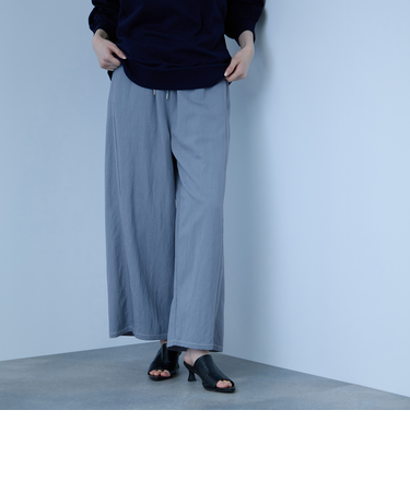 【シーズンレス】ナイロンツイルデニムイージーワイドパンツ