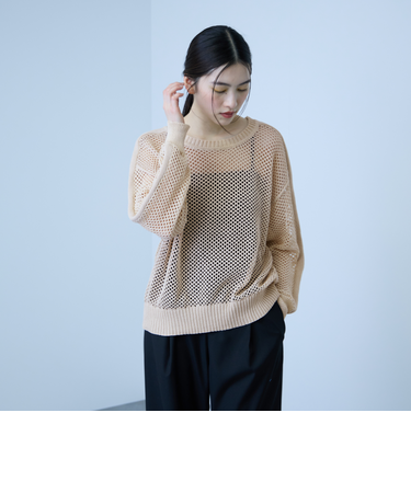 クルーネックワイドプルオーバー