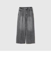 サイドゴムセンタープレス ストレートデニムパンツ