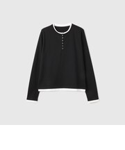 ヘンリーネックレイヤードTシャツ
