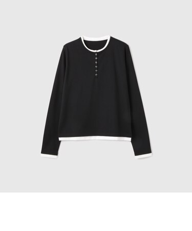 ヘンリーネックレイヤードTシャツ