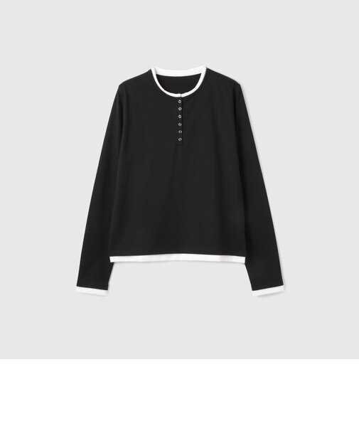 ヘンリーネックレイヤードTシャツ