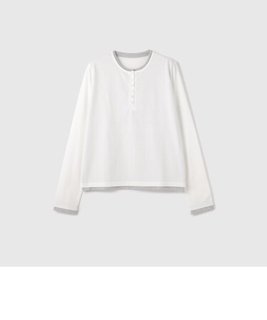 ヘンリーネックレイヤードTシャツ