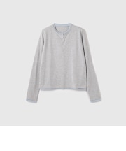 ヘンリーネックレイヤードTシャツ