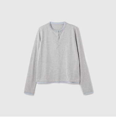 ヘンリーネックレイヤードTシャツ