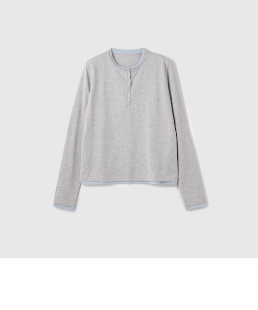 ヘンリーネックレイヤードTシャツ