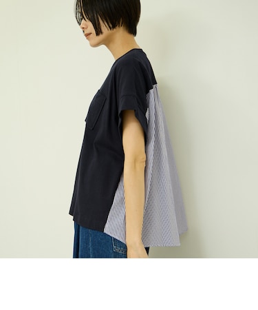 ストライプ切替プルオーバー