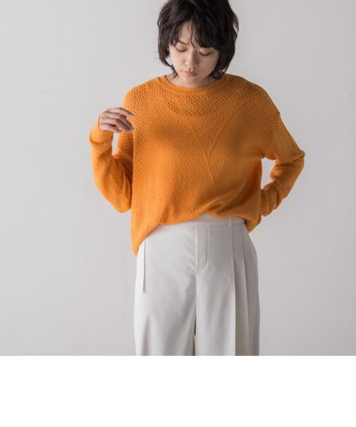 パッチワークライクメッシュプルオーバー≪手洗い可能≫