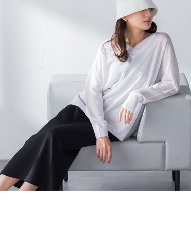 シアーメランジVネックニット≪手洗い可能≫