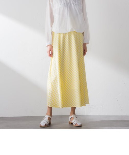 【socolla】シアーギンガムチェックマーメイドスカート≪洗濯機で洗える≫