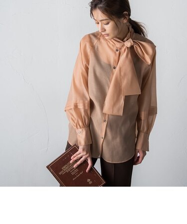 オーガンジーボウタイブラウス≪洗濯機で洗える≫