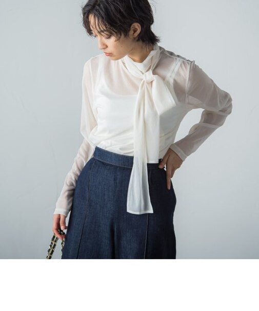 シアーボウタイハイネックプルオーバー≪洗濯機で洗える≫