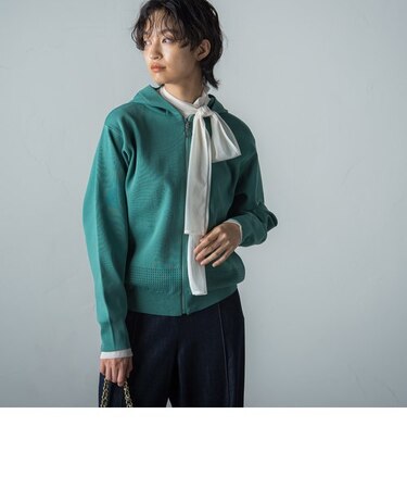 【超軽量ニット】ジップアップパーカージャケット