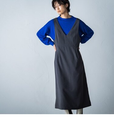 深Vネックジャンパースカート≪洗濯機で洗える≫