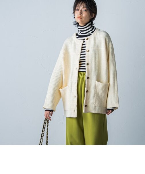 【WEB限定カラーあり】ツイーディニットカーディガン≪手洗い可能≫