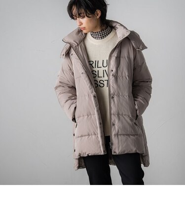 サイド釦ミドルフーディダウンジャケット