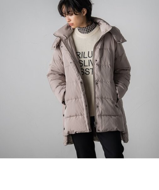 サイド釦ミドルフーディダウンジャケット