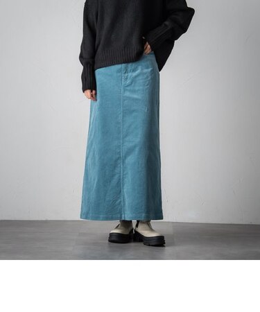 【socolla】コーデュロイマキシスカート≪洗濯機で洗える≫