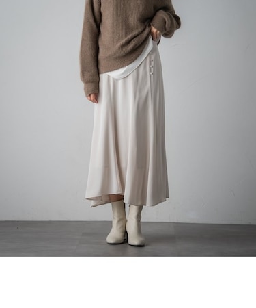 マットサテンアシンメトリーヘムスカート≪洗濯機で洗える≫