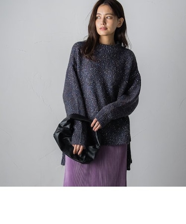 MIXヤーンサイドテープニットプルオーバー≪セットアップ対応/手洗い可能≫