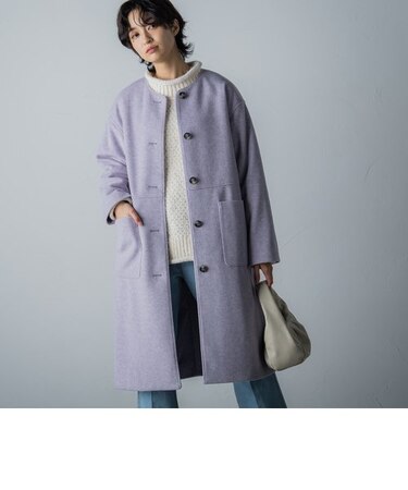 ウールライクメルトンジャージノーカラーコート